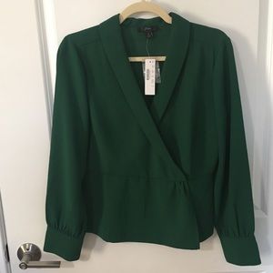 J. Crew Drapey faux-wrap top in 365 crepe